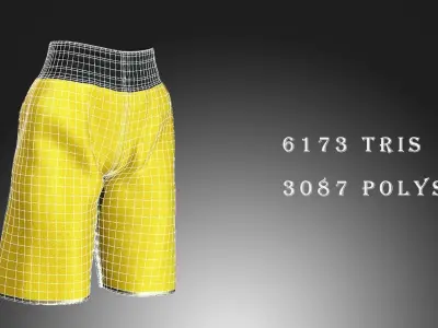 Boxing Shorts - Yellow Low-poly 3D model