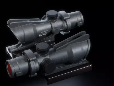 4x Tactical Rifle Scope Low-poly 3D model
