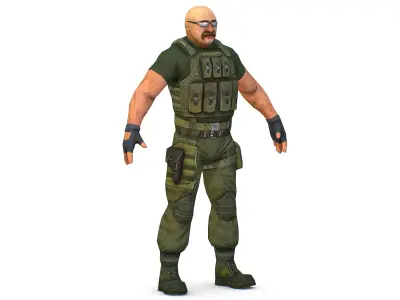 Military Soldier in Tactical Gear Combat Boots and Pistol Low-poly 3D model
