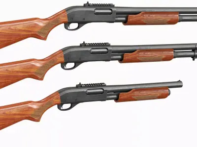 Remington 870 Wood Shotgun Tactical Low-poly 3D model