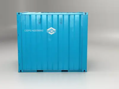 Intermodal Shipping Container 10-foot-long Blue Low-poly 3D model