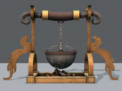 Charcoal Pot V01 Low-poly 3D model