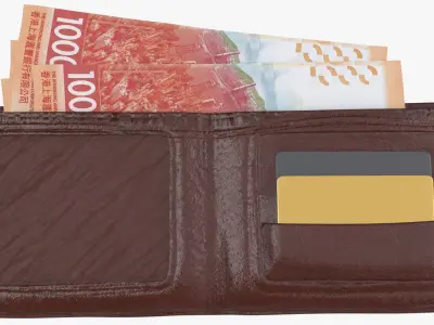 HongKong 1000 Dollar Wallet Money Purse 3D model