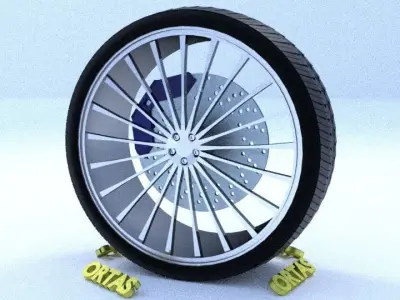 ORTAS CAR RIM 54 GAME READY RIM TIRE AND DISC 3D model