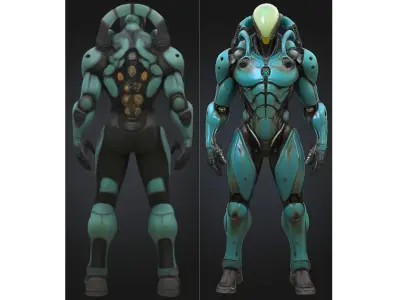 Alien Android Robot Low-poly 3D model