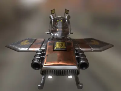 Flying steampunk motorcycle 3D model