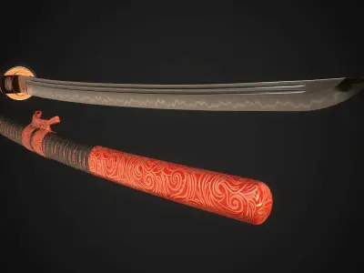 Wakizashi 03 Low-poly 3D model