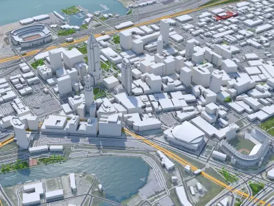 Cleveland City Ohio USA 3D model