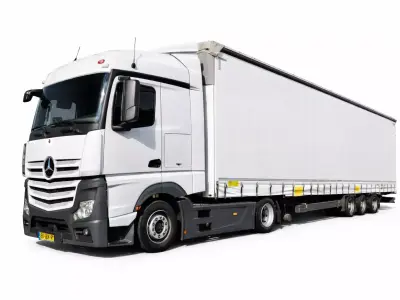 Mercedes Actros Semi Truck With Trailer Cargo Transport 3D model