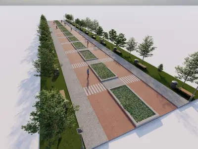 public park-Private Park Landscape 3D model 7