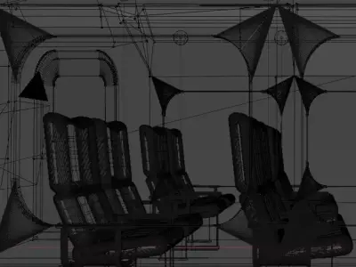 Train Interior Passenger Seats 3D Model Low-poly 3D model
