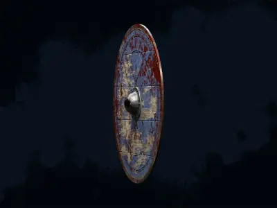 Viking shield 6 - Bloodied Relic Low-poly 3D model