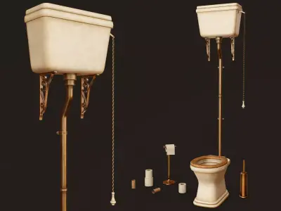 Antique Toilet - PBR Game Ready Low-poly 3D model