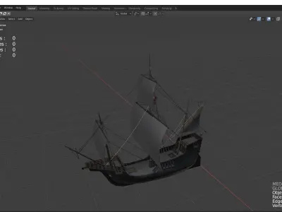 historical sailing ship Santa Maria 3D model