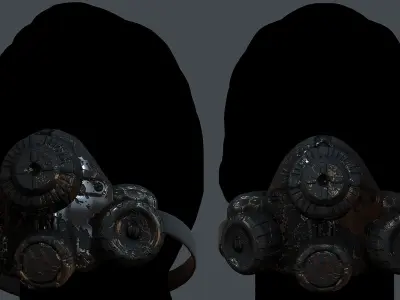 Gas mask helmet 3d model scifi Low-poly  Low-poly 3D model 52
