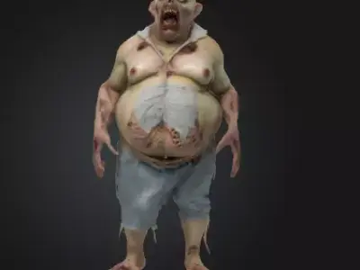 Undead Zombie 3D Model Realistic Horror Figure Free 3D print model purchase
