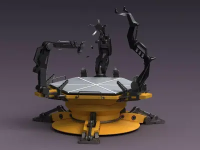 Mechanical Console Technical Chair Future Service Station  3D model purchase