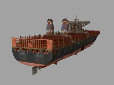 rusty container ship 3D model