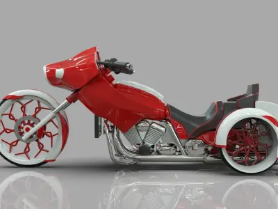 Conceptual three wheeled motorcycle 3D model