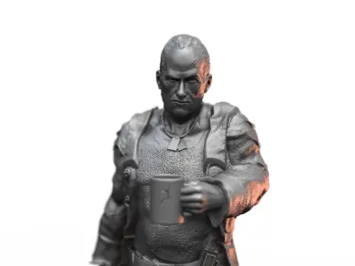 Old Mercenary Veteran Sci Fi Character 3D print model