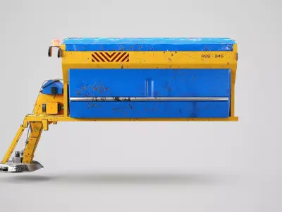 Rusted Road Salt Spreader Winter Snow Removal Equipment  Low-poly 3D model