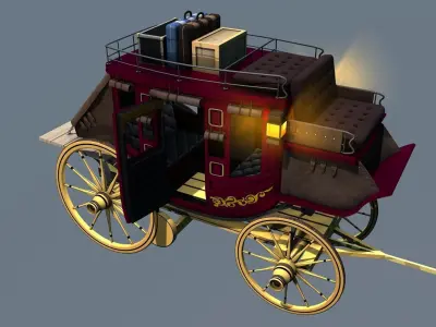 Stagecoach Wagon with Luggage 3D model