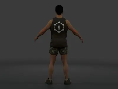 Male Character with Military Inspired Outfit Low-poly 3D model