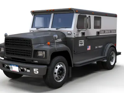 Security armored truck Low-poly 3D model