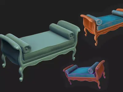  Vintage bench Low-poly 3D model