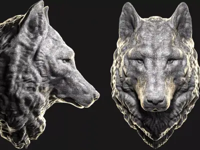 Wolf Head Sculpture 3D model
