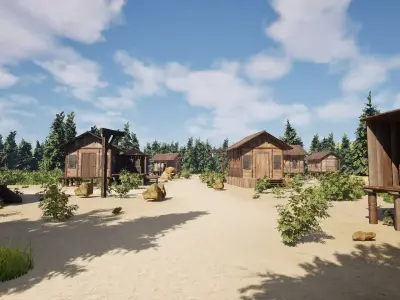 Mountain Village Landscape 3D model 4