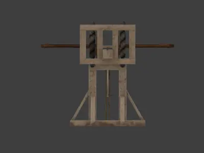 Lowpoly Ballista wooden machine Free low-poly 3D model