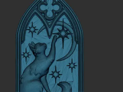 Pendant with a moon cat 3D print model