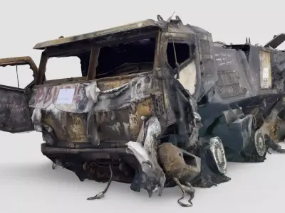 destroyed russian KAMAZ-63968 Typhoon-K MRAP 3D model