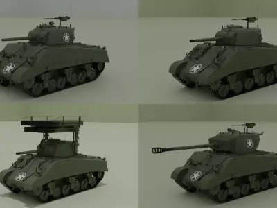 M4 Sherman tank - Collection Low-poly 3D model