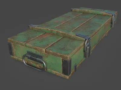 wooden army box  Low-poly 3D model