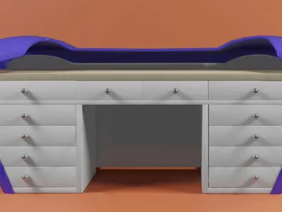 Table office desk with plastic part 3D model