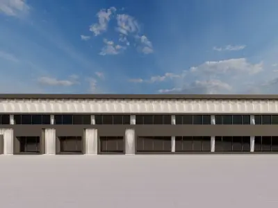 Minimalist 2 storey building 3D model