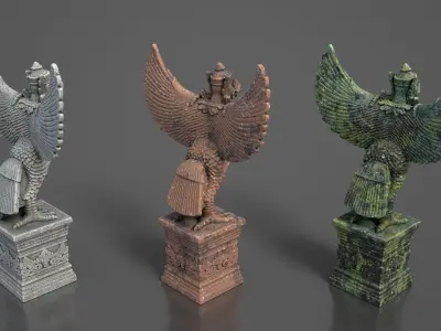Ancient Khmer Statue24-250523 Low-poly 3D model