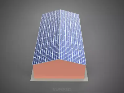 SOLAR PANEL ROOF PV POWERED SHED WAREHOUSE STOREHOUSE DEPOT BARN 3D model