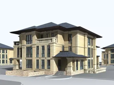 Villa residential building on street 3D model