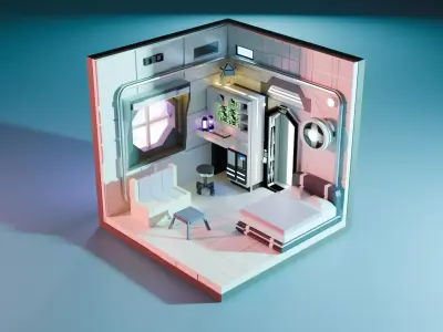 LOWPOLY ISOMETRIC SCI-FI ROOM Free 3D model