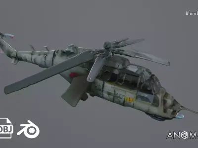 destroyed helicopter 3D model