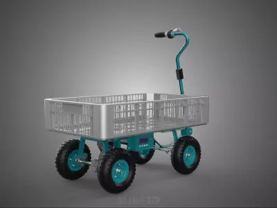 ELECTRIC UTILITY CART TROLLEY PLASTIC LATTICE RACK BASKET CRATE 3D model