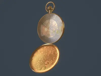 Gold Pocket Watch 3D model