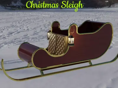 Christmas Sleigh Low-poly 3D model