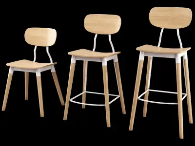 modern chair set 3D model