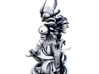 Scifi Seated Female Warrior Statue Low-poly 3D model