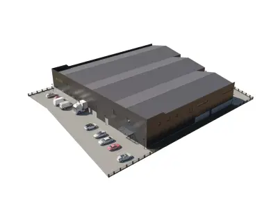 Factory Building Low-poly 3D model 2