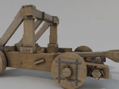 Catapult Low Poly 3D model wooden Low-poly 3D model